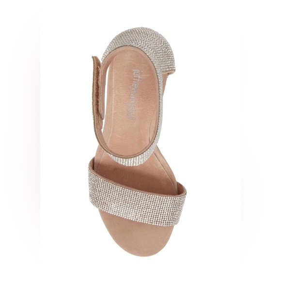 NWT Jeffery Campbell Lindsay Sandal Block Heel in Nude Suede Champagne Sparkle - Picture 5 of 12